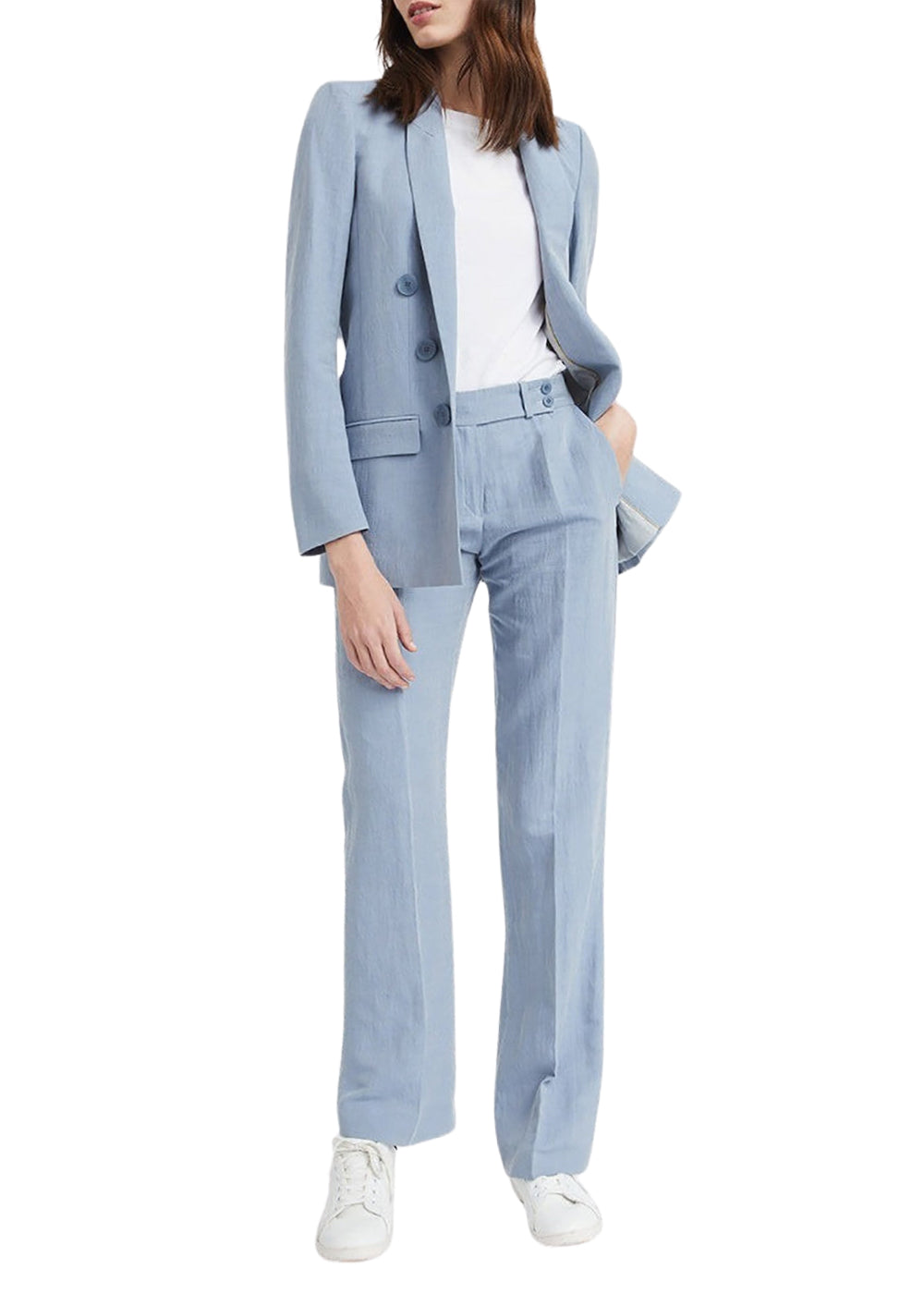 Pantalon lin denim - Bleu Moyen