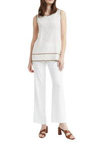 Pull cable sans manche - Blanc Cassé