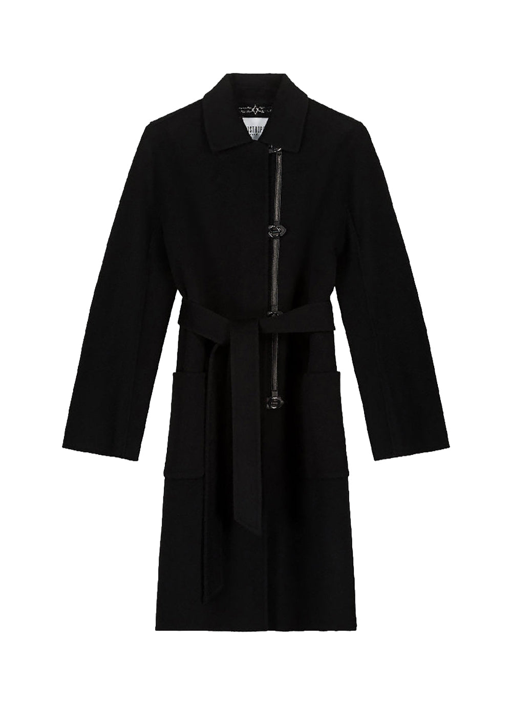 Long belted wool coat - Black