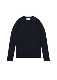 Pull col V en laine & cachemire - Marine