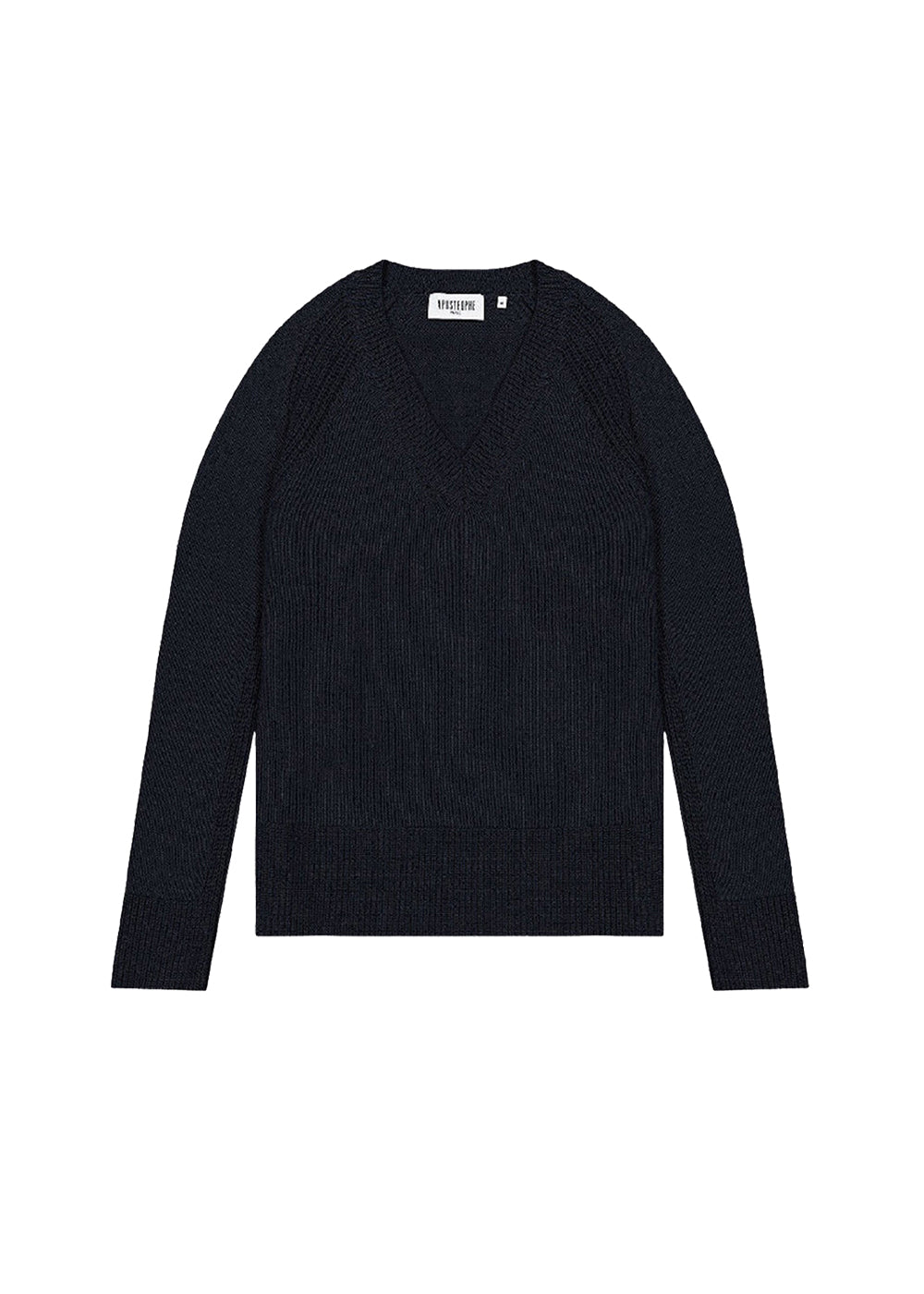 Pull col V en laine & cachemire - Marine