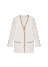 Veste longue poche plaque - Blanc Cassé