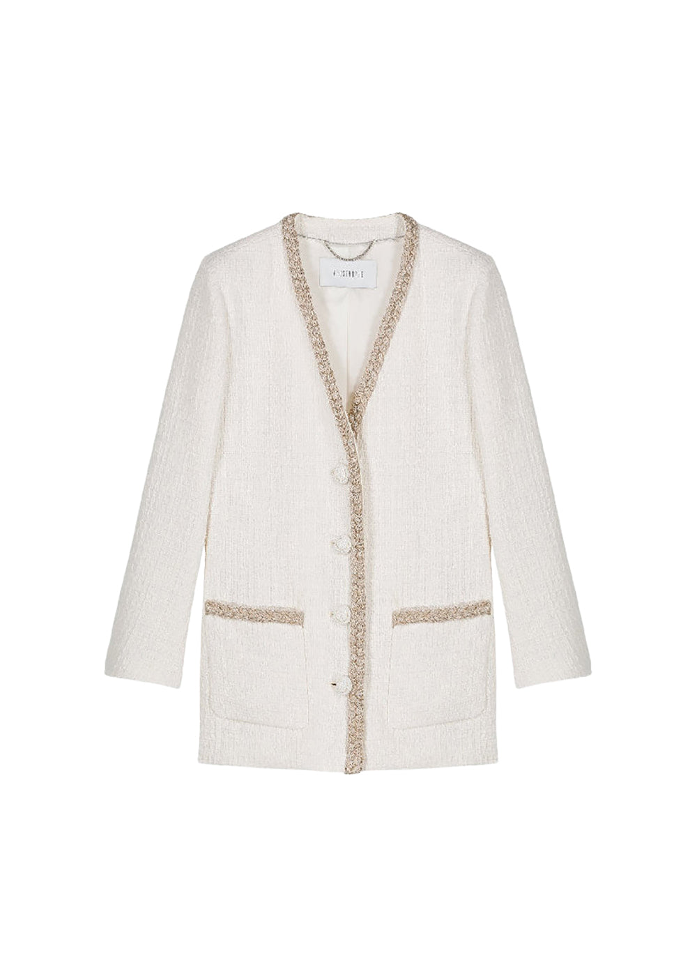 Veste longue poche plaque - Blanc Cassé