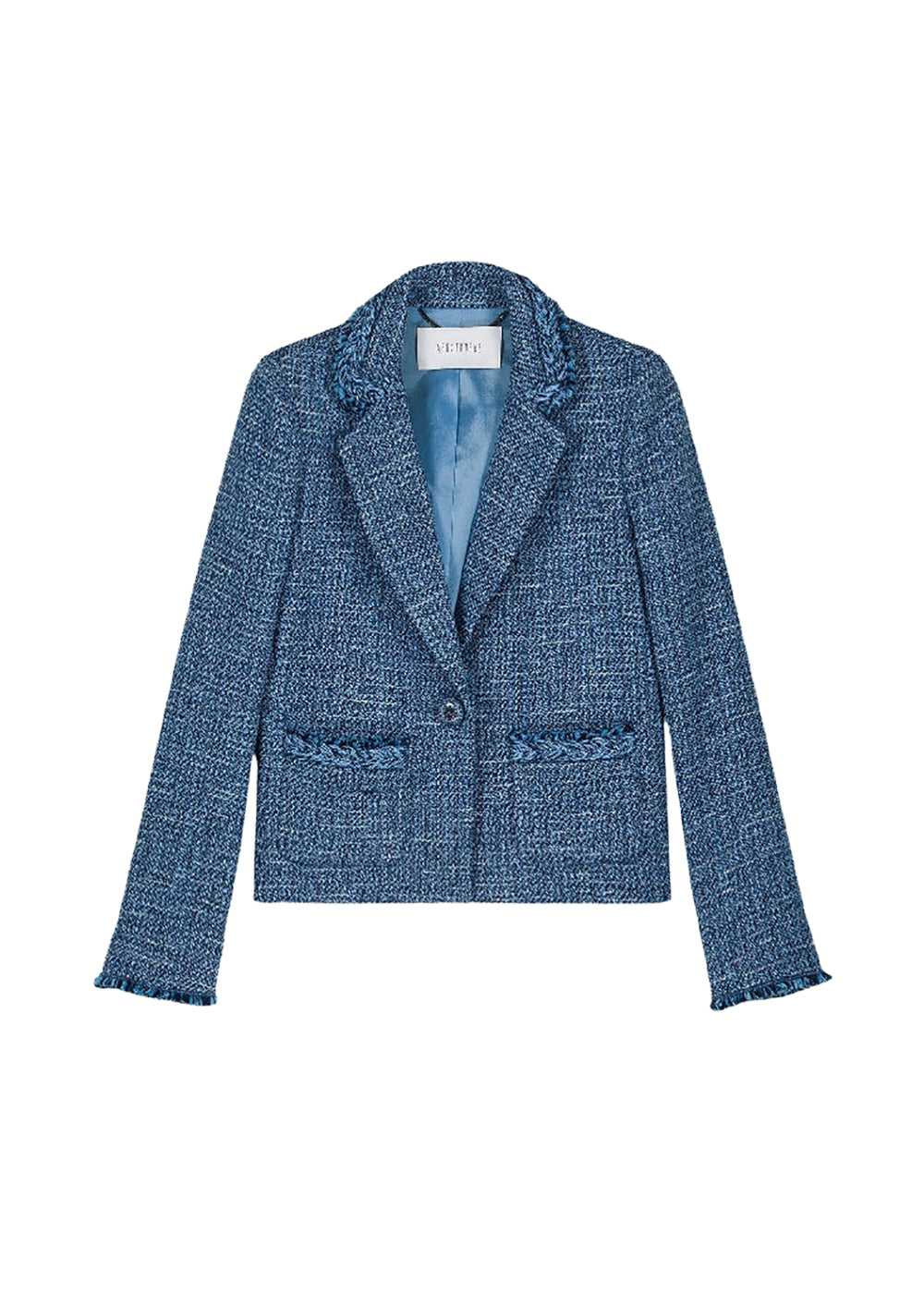 Vest en tweed poche plaque - Bleu Moyen