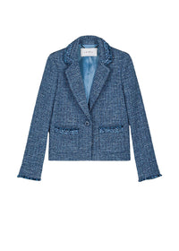 Textured cropped jacket - Blue