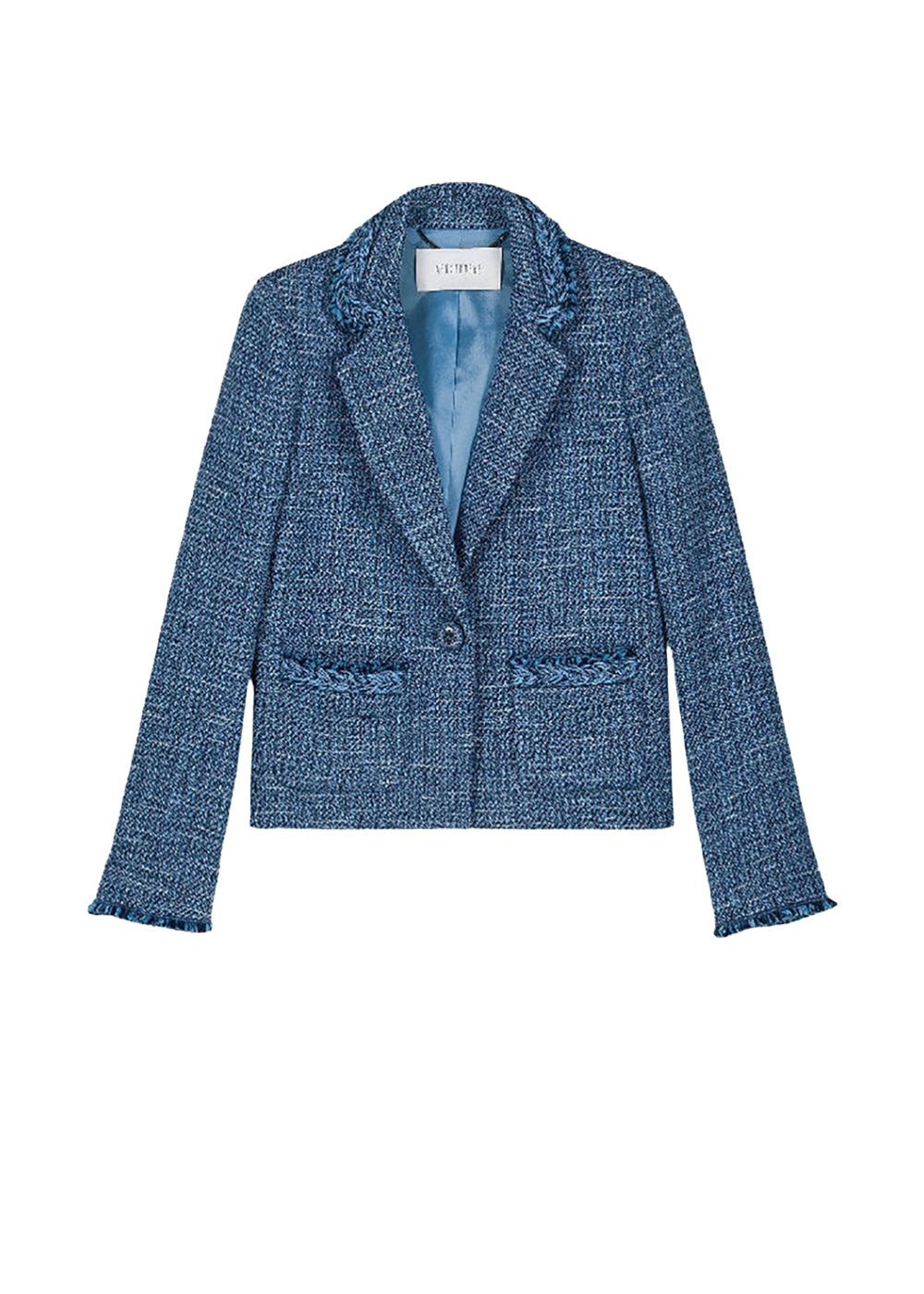 Textured cropped jacket - Blue