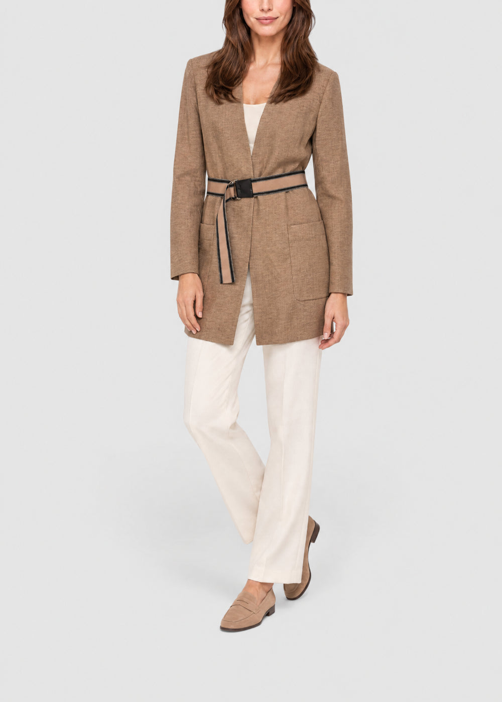 Long belted jacket - Dark Beige