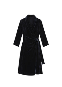 Velvet wrap dress - Navy
