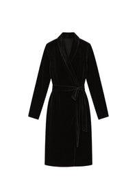 Robe portefeuille en velours - Noir