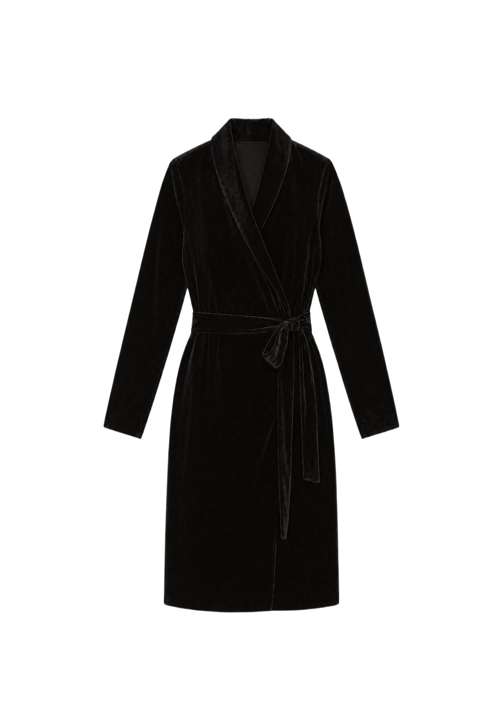 Robe portefeuille en velours - Noir
