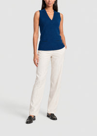 Pull sans manches col V en laine - Bleu Vif