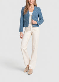 Textured cropped jacket - Blue