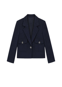 Short jacket with a notched collar - Navy