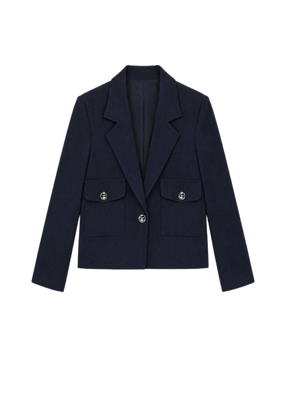 Short jacket with a notched collar - Navy