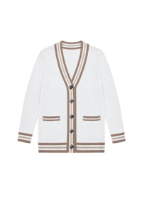 Silk cardigan with contrasting details - Off-white