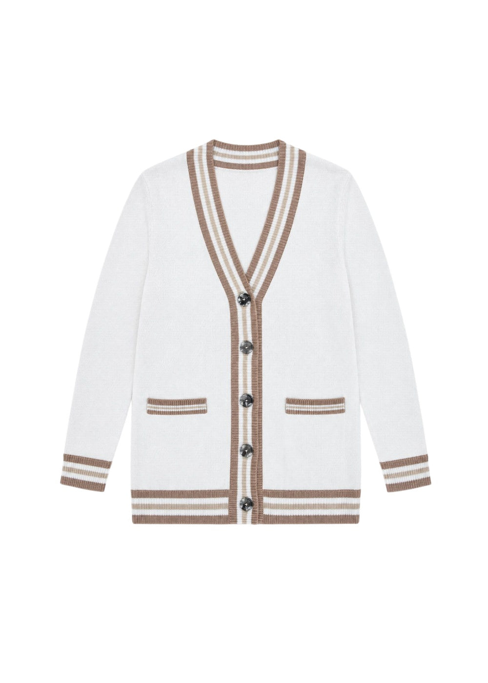 Silk cardigan with contrasting details - Off-white