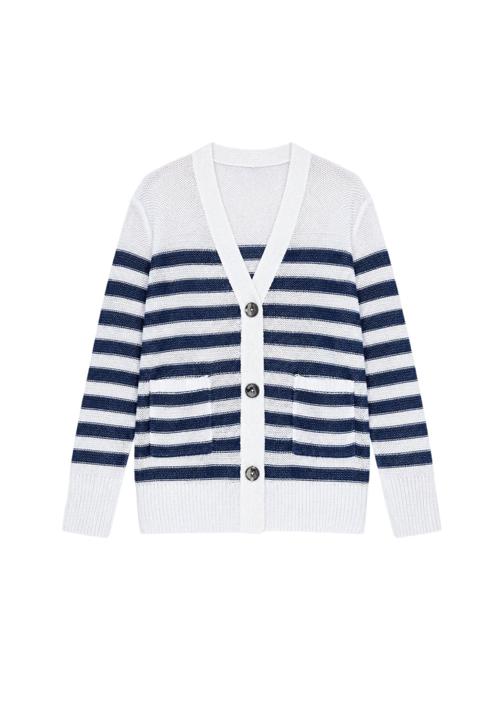 Striped linen cardigan - Optical White