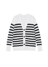 Striped linen cardigan - Beige