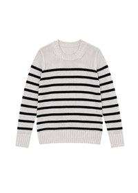 Pull à rayures en lin - Beige
