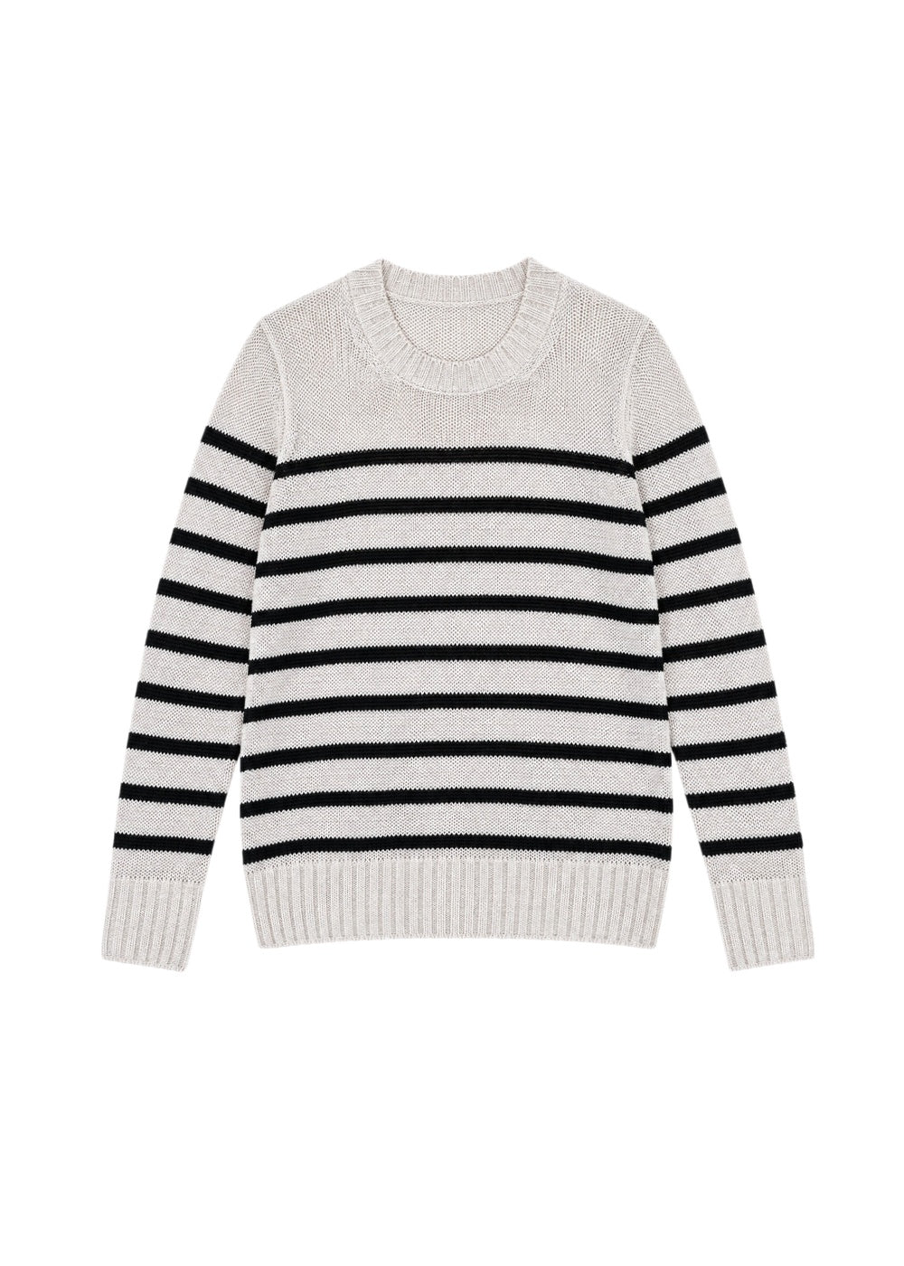 Pull à rayures en lin - Beige