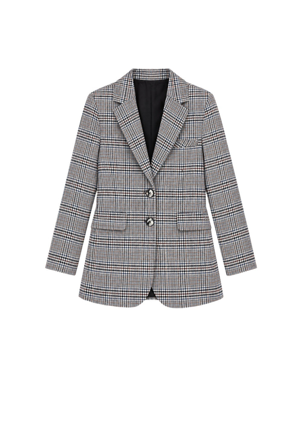Long checked wool jacket - Grey