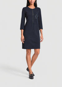 Structured zip-up dress - Navy