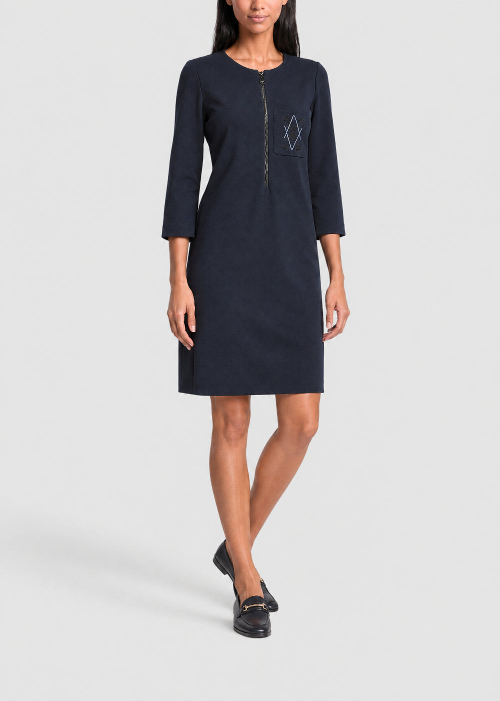 Structured zip-up dress - Navy