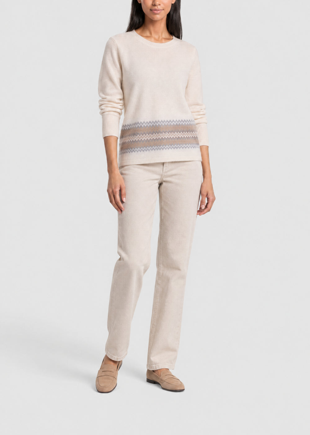 Jacquard-striped cashmere jumper - Off-white