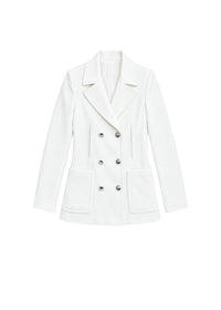 Fitted double-breasted coat - Off-white