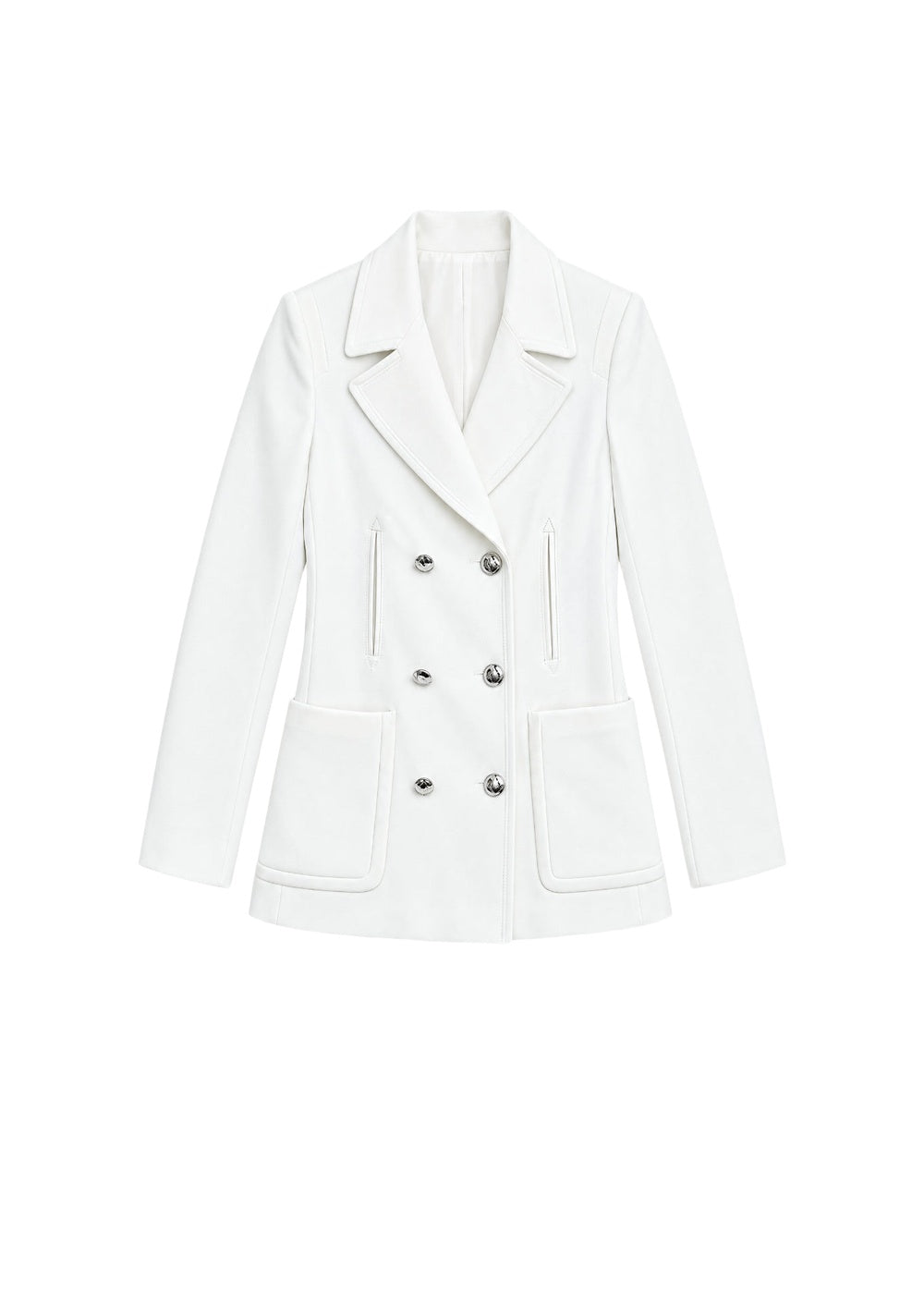 Fitted double-breasted coat - Off-white
