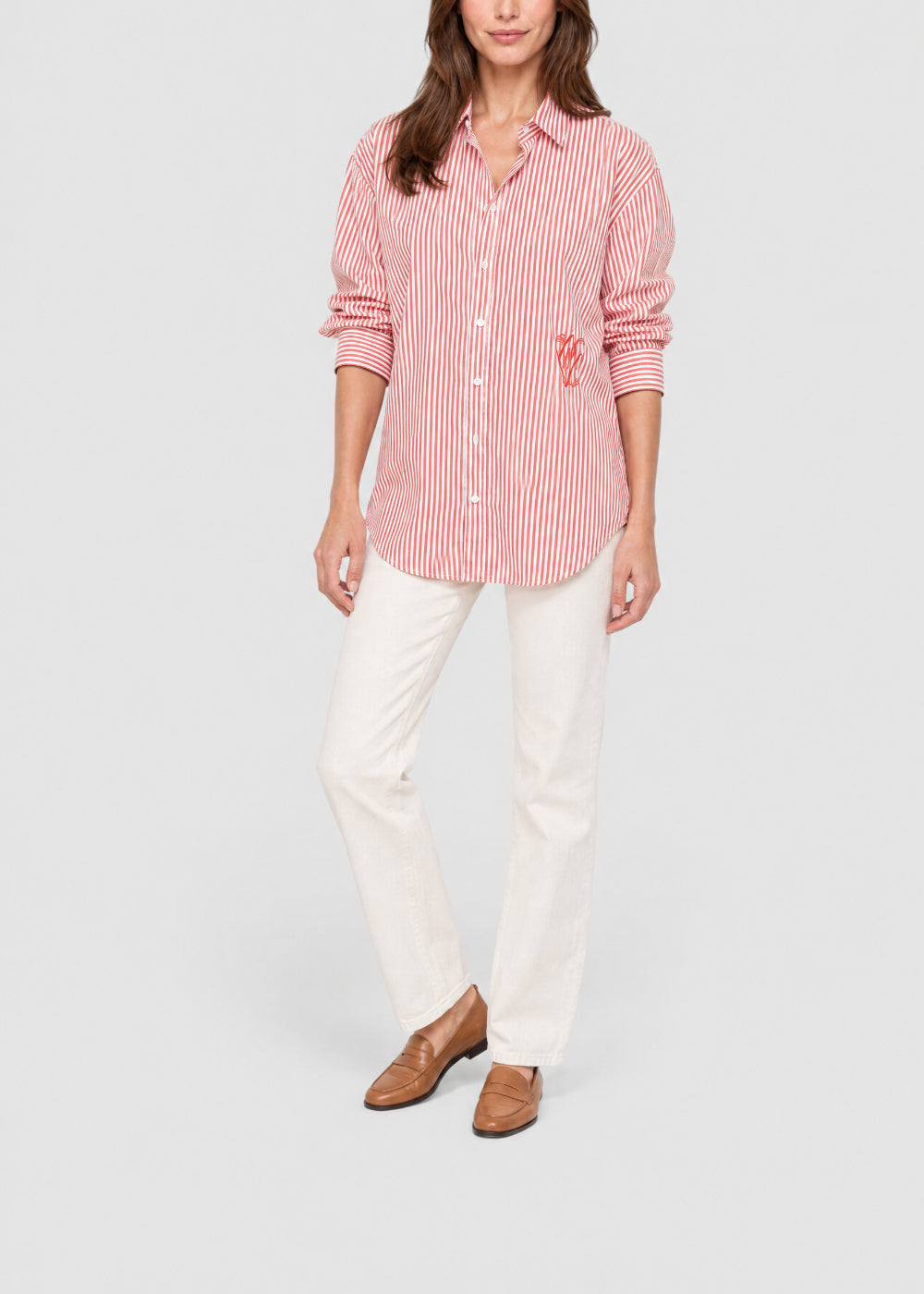 Chemise oversize à rayures - Orange
