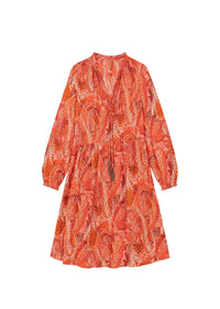 Robe fluide à manches bouffantes - Orange
