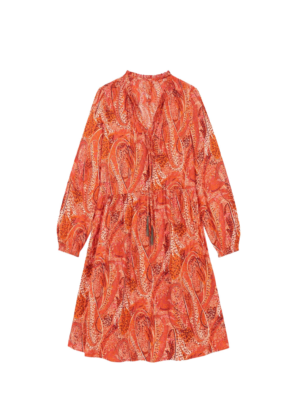 Robe fluide à manches bouffantes - Orange