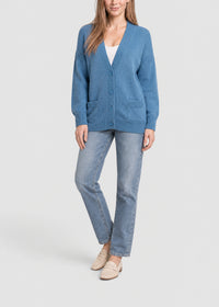 Long cardigan with pockets - Blue