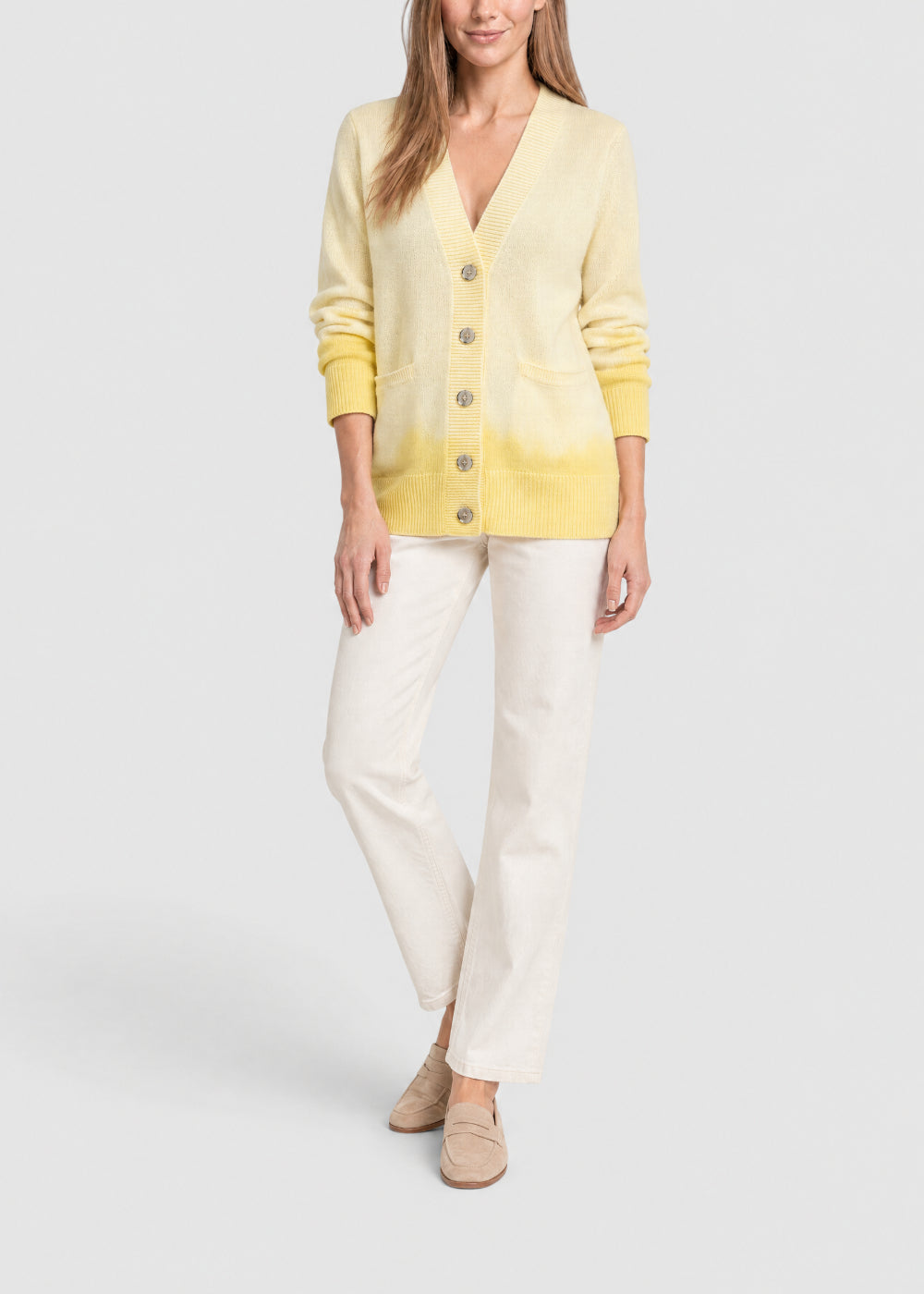 Long cardigan with pockets - Light Yellow