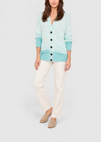 Long cardigan with pockets - Pale Turquoise