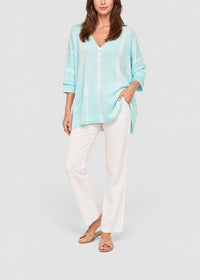 Pull poncho tie and dye - Turquoise Pâle