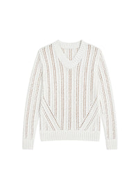 Openwork V-neck jumper - Off-white
