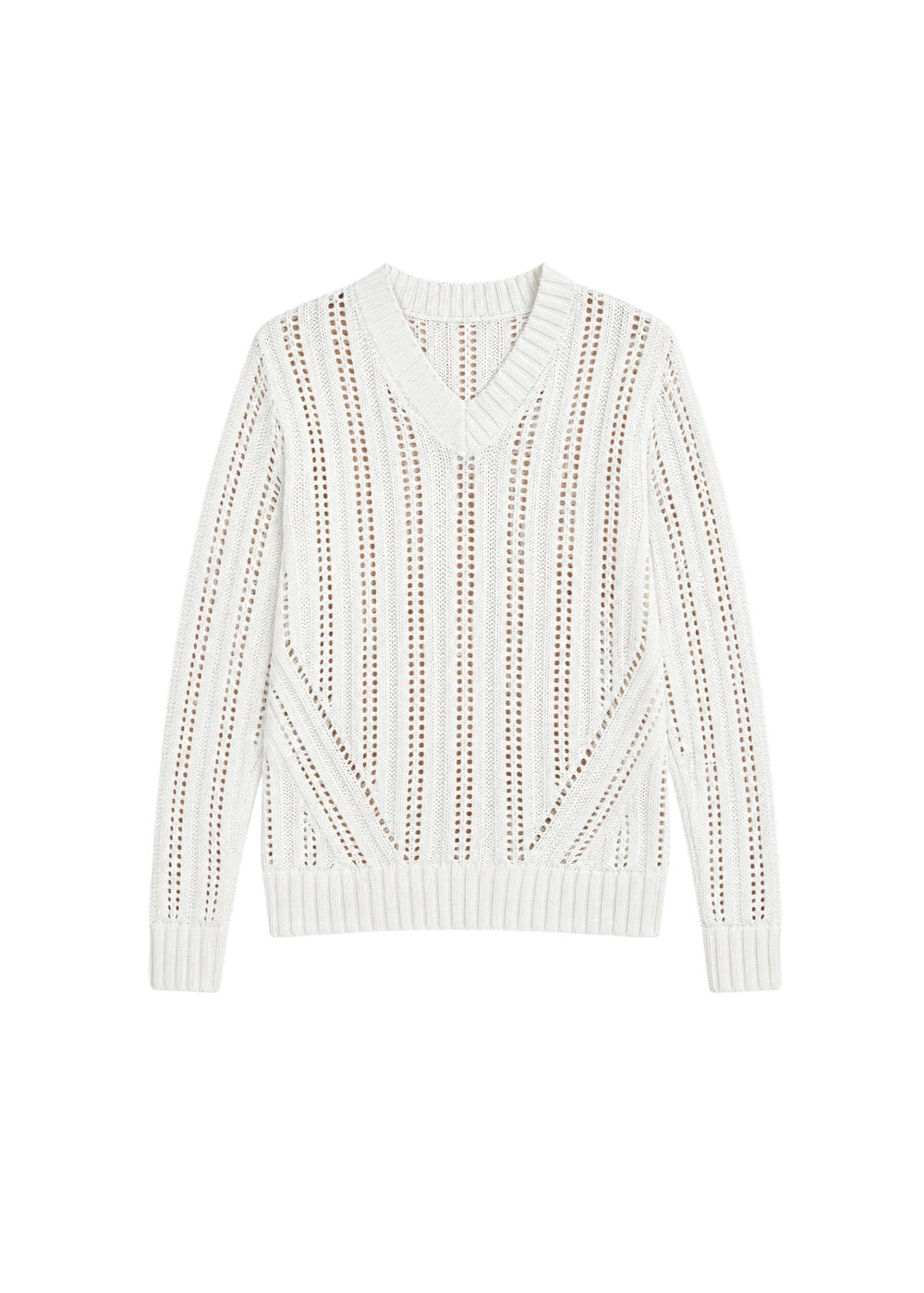 Openwork V-neck jumper - Off-white