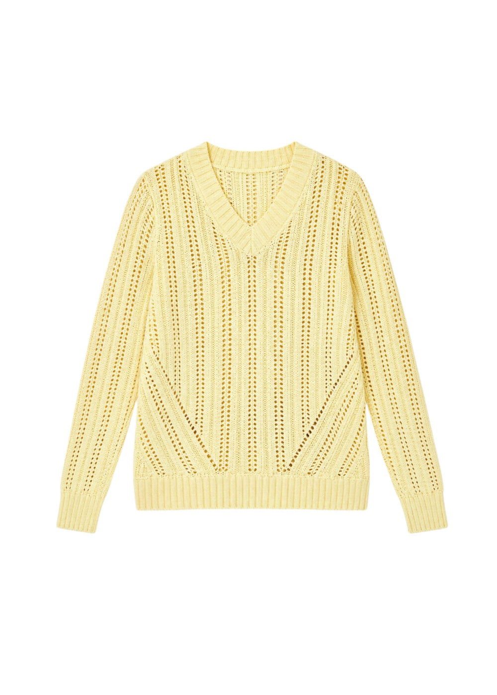 Openwork V-neck jumper - Yellow