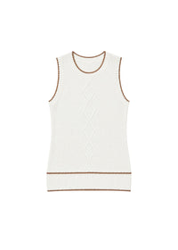 Silk tank top with contrasting trim - Off-white