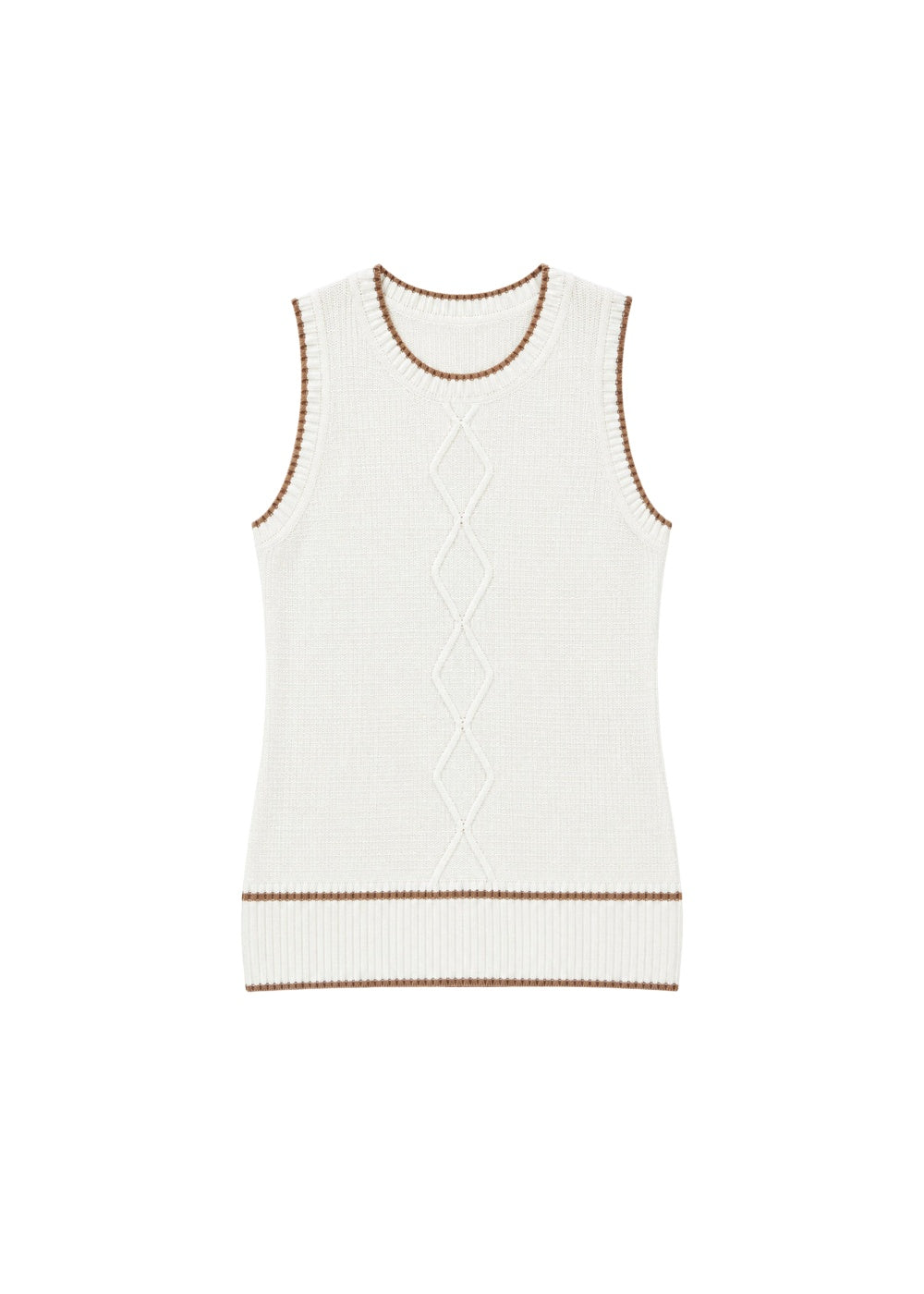 Silk tank top with contrasting trim - Off-white