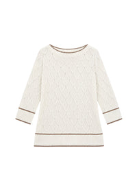 Silk jumper with contrasting trim - Off-white