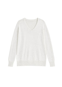 Sequin V-neck jumper - Off-white