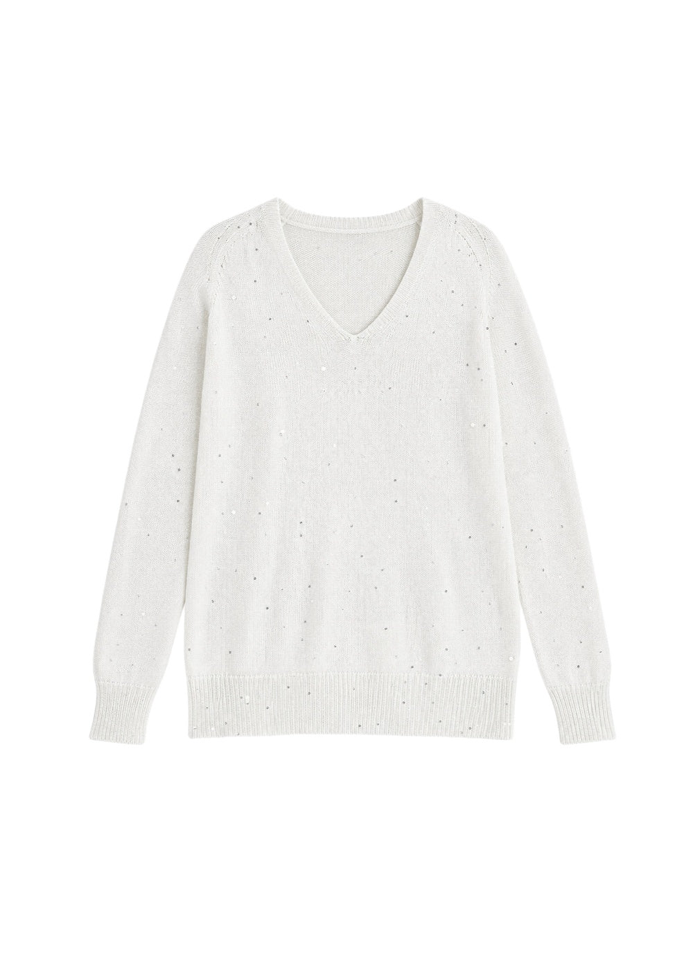 Sequin V-neck jumper - Off-white