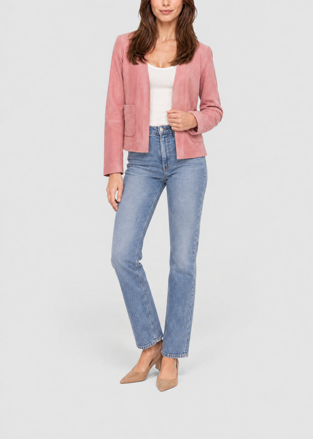 Vivi cropped suede jacket - Pink