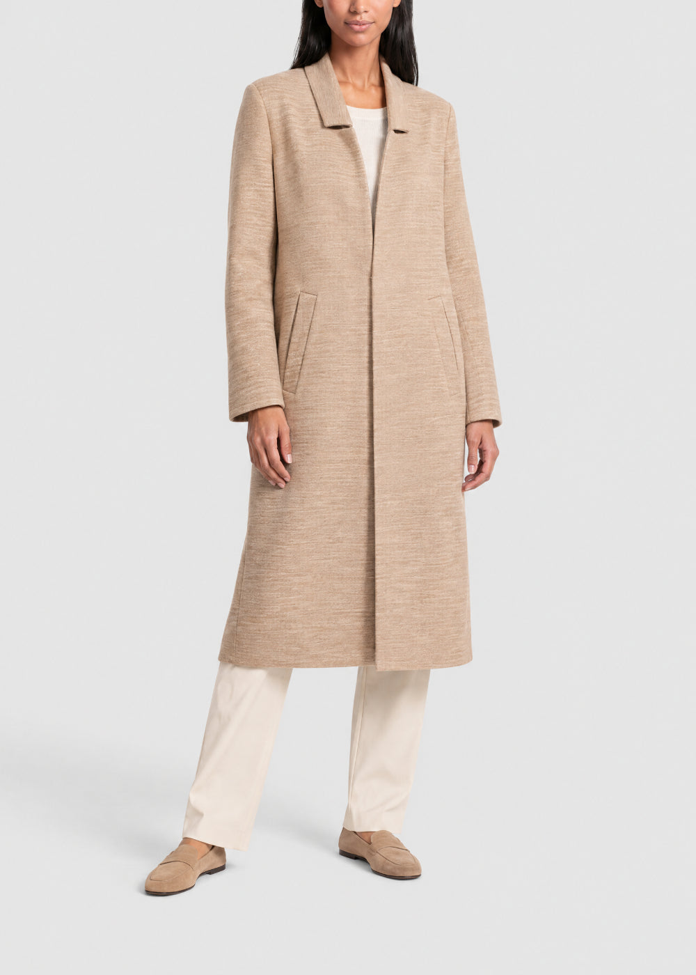 Long straight-cut coat - Beige