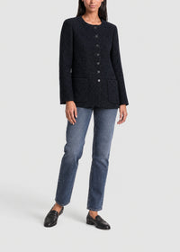 Textured long jacket - Navy