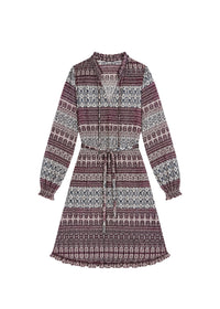 Flared dress with a belt - Plum