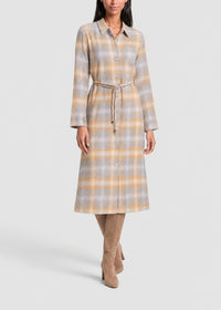 Checked belted dress - Grey